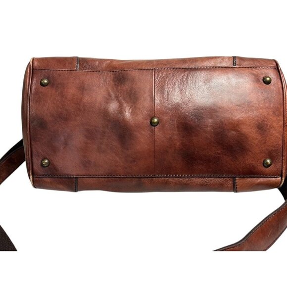 Vintage Fossil 'Lineage' Framed Doctor's Style Leather Bag in Brown - Picture 8 of 14